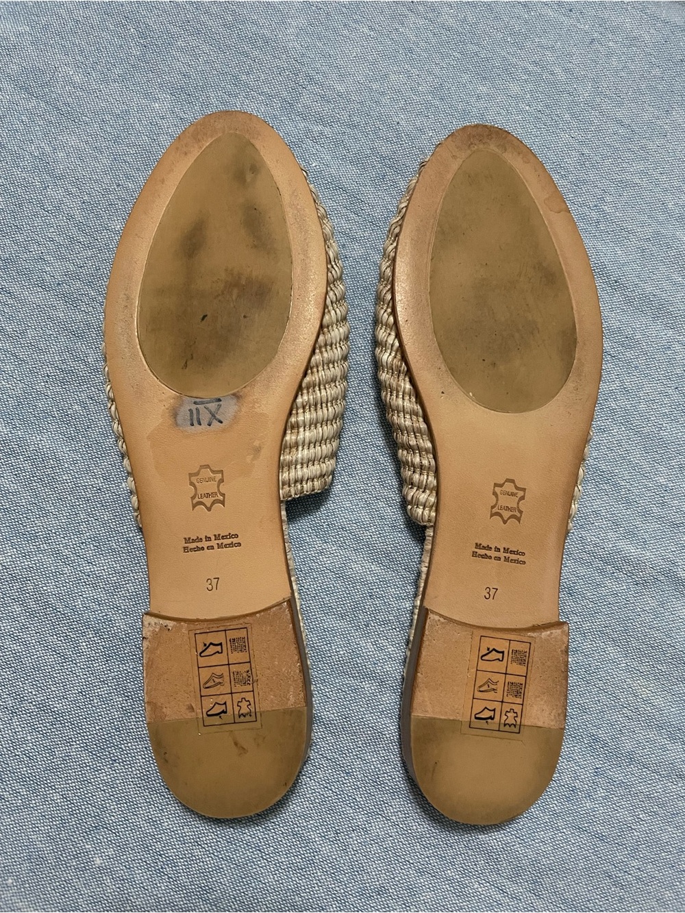 Jenni Kayne Raffia Slip On Mules Size 7 US 37 EU Pointed Toe Flat Straw Rattan - Picture 5 of 6